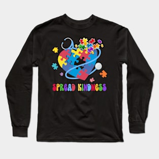 Spread Kindness Autism Awareness Stethoscope Heart Nurse Nursing Long Sleeve T-Shirt